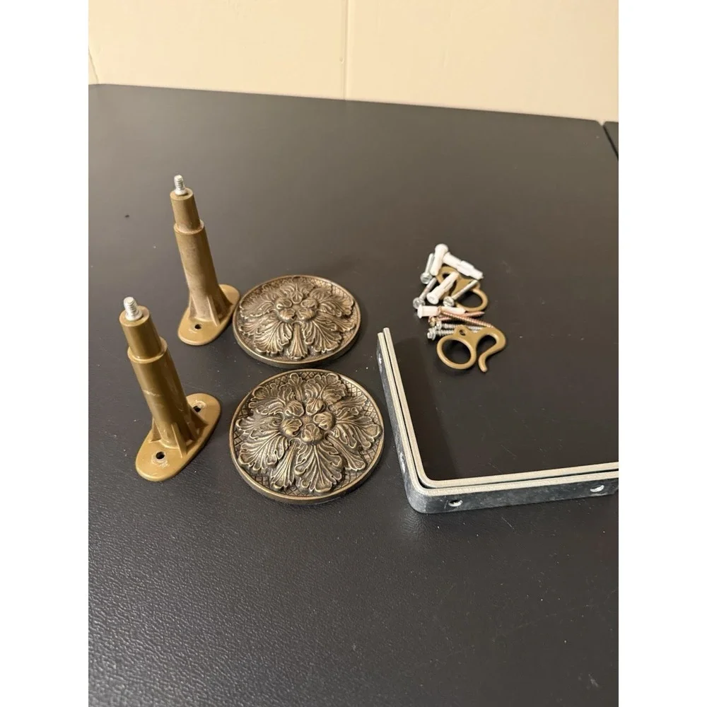 Brass Finish Curtain Tie Back Set With Other Accessories